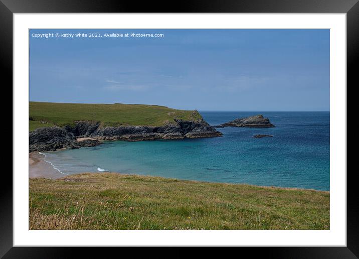 West Pentire Cornwall ,Poly joke beach Framed Mounted Print by kathy white