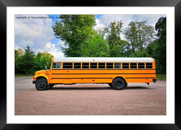 American Yellow School Bus Framed Mounted Print by Taina Sohlman