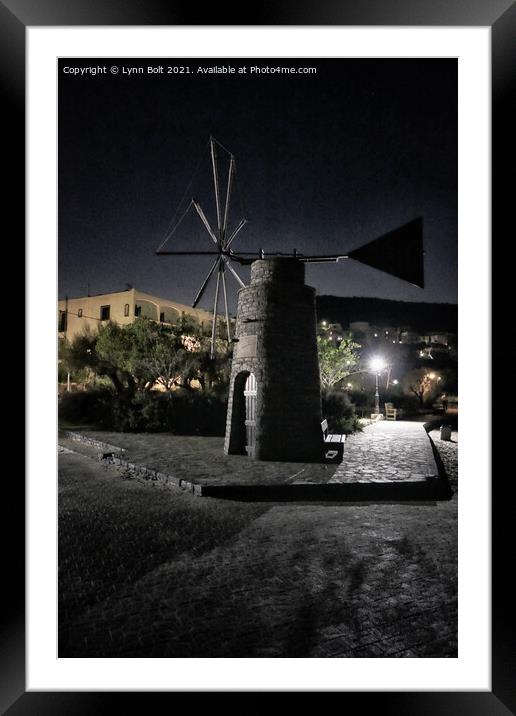Windmill in Crete Framed Mounted Print by Lynn Bolt