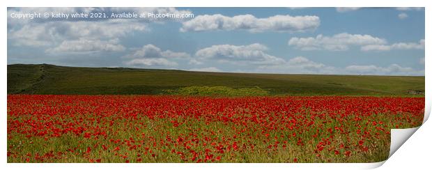 Peaceful Red Poppy Field Print by kathy white