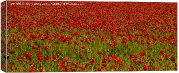 Just red Poppies Canvas Print by kathy white