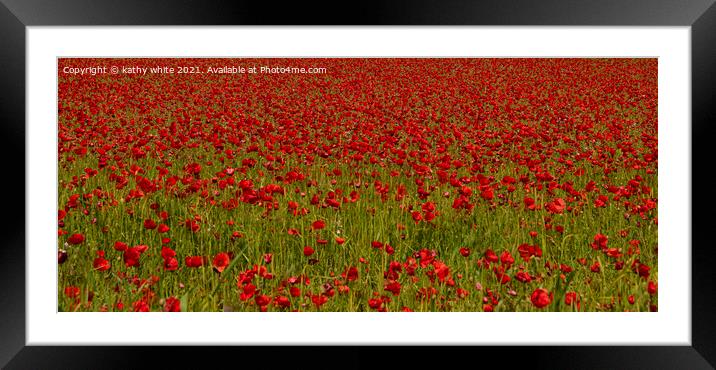 Just red Poppies Framed Mounted Print by kathy white