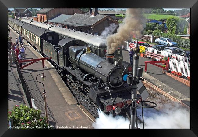 Smoke-Belching Locomotive at Taunton Station Framed Print by Roger Mechan