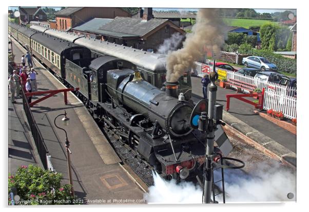Smoke-Belching Locomotive at Taunton Station Acrylic by Roger Mechan