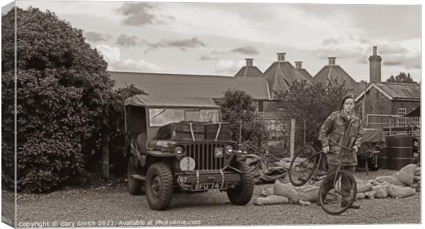 A Jeep and Bike from 1940s Used in WW2 Canvas Print by GJS Photography Artist