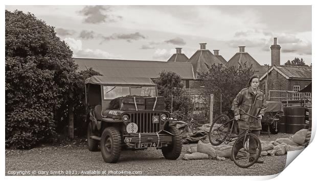 A Jeep and Bike from 1940s Used in WW2 Print by GJS Photography Artist