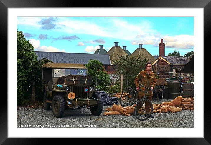 A Jeep and Bike from 1940s Used in WW2 Framed Mounted Print by GJS Photography Artist