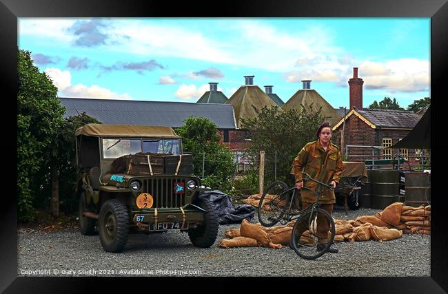 A Jeep and Bike from 1940s Used in WW2 Framed Print by GJS Photography Artist