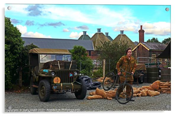 A Jeep and Bike from 1940s Used in WW2 Acrylic by GJS Photography Artist