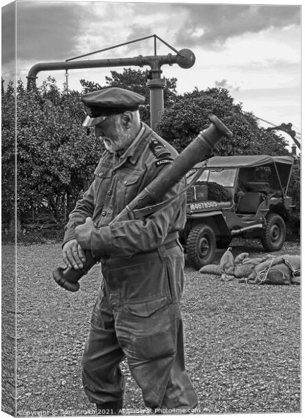 Captain from WW2 Carrying a Bazooka  Canvas Print by GJS Photography Artist