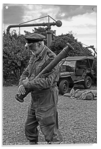 Captain from WW2 Carrying a Bazooka  Acrylic by GJS Photography Artist