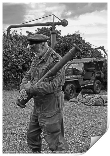 Captain from WW2 Carrying a Bazooka  Print by GJS Photography Artist