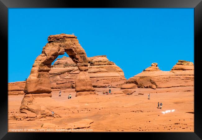 Delicate Arch Rock Canyon Arches National Park Moab Utah  Framed Print by William Perry