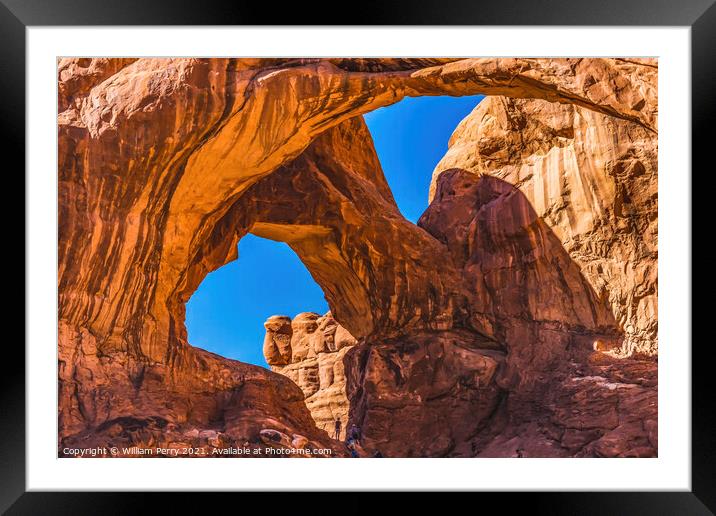 Double Arch Rock Canyon Windows Section Arches National Park Moa Framed Mounted Print by William Perry