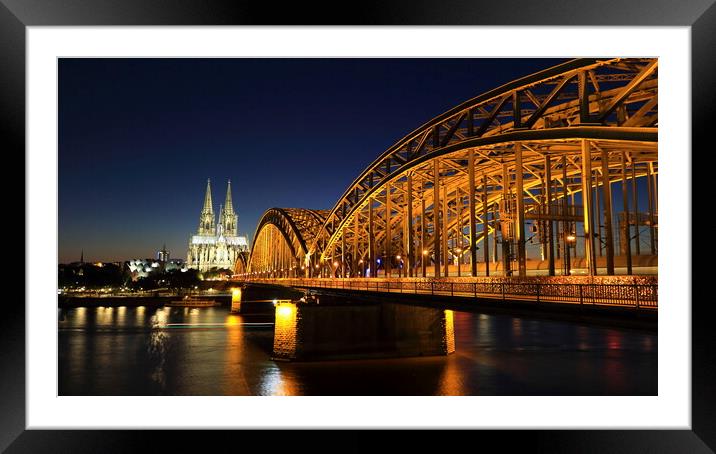Cologne Cathedral ,the Hohenzollern bridge and the Rhine River Germany Framed Mounted Print by Wilfried Strang