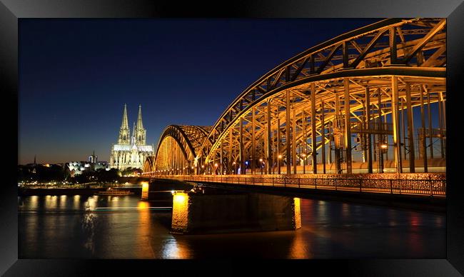 Cologne Cathedral ,the Hohenzollern bridge and the Rhine River Germany Framed Print by Wilfried Strang