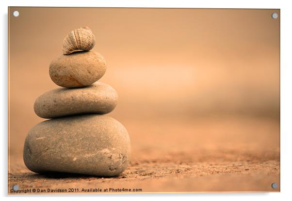 warm pebbles and shell balancing Acrylic by Dan Davidson