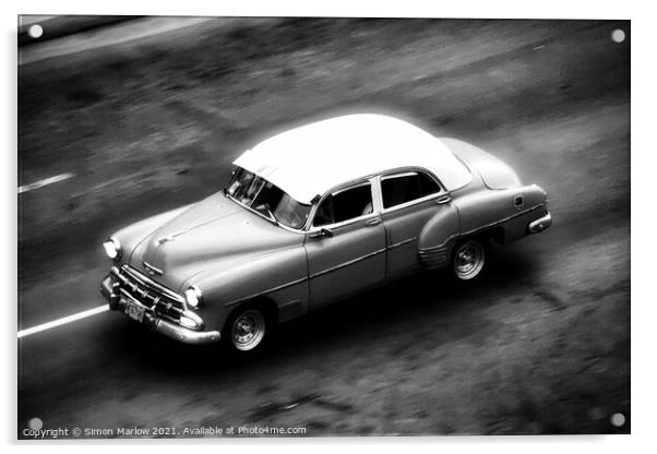 Classic Car in Havana, Cuba Acrylic by Simon Marlow