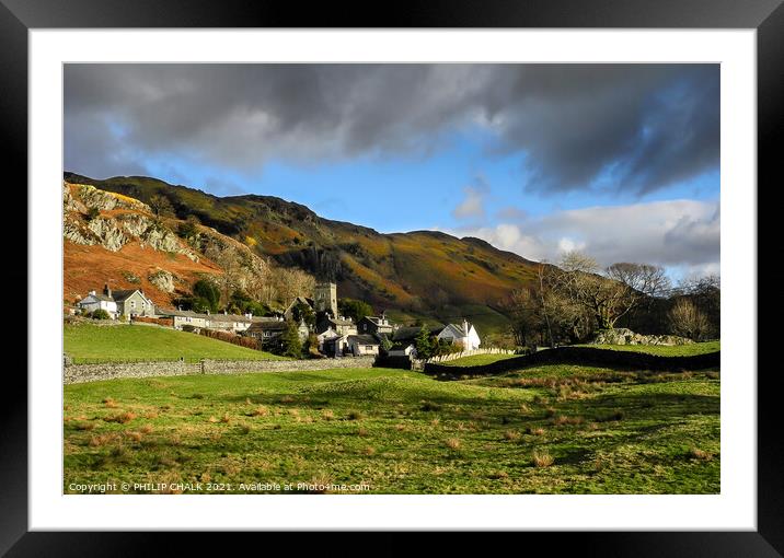 Snow clouds gathering over Elterwater in the Langdale valley 578 Framed Mounted Print by PHILIP CHALK
