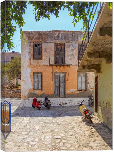 Halki Greek Island Street View Canvas Print by Antony McAulay