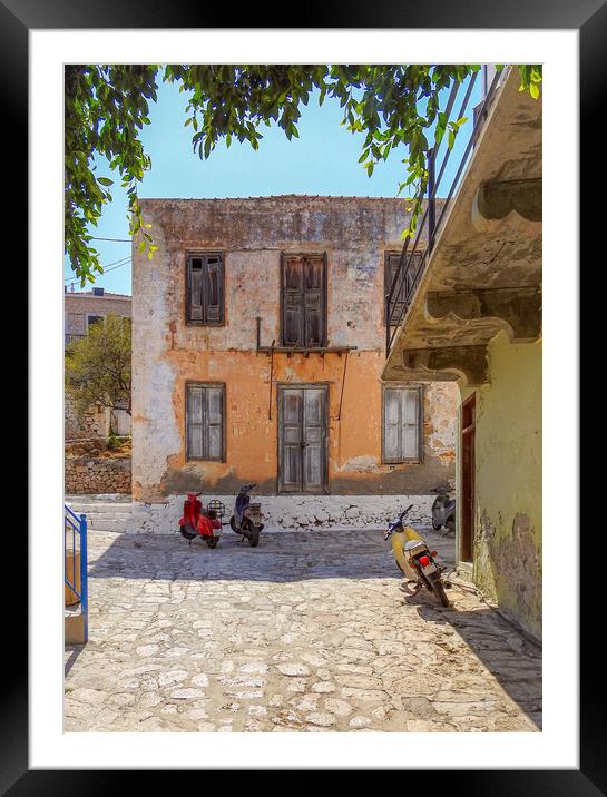Halki Greek Island Street View Framed Mounted Print by Antony McAulay