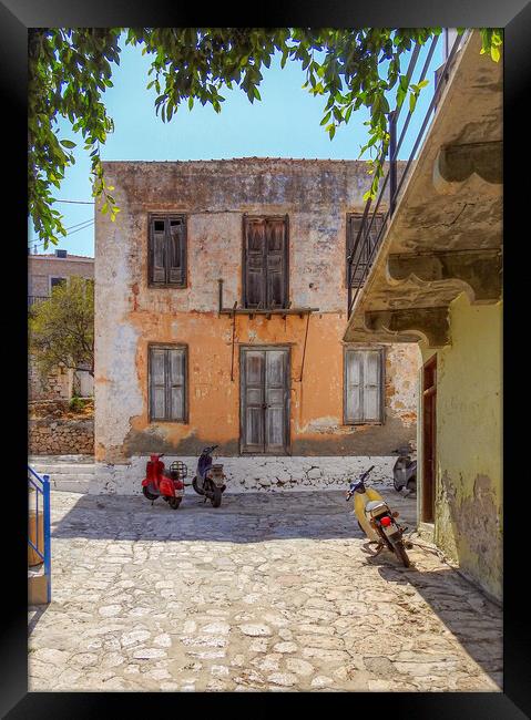 Halki Greek Island Street View Framed Print by Antony McAulay