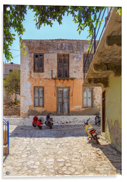 Halki Greek Island Street View Acrylic by Antony McAulay