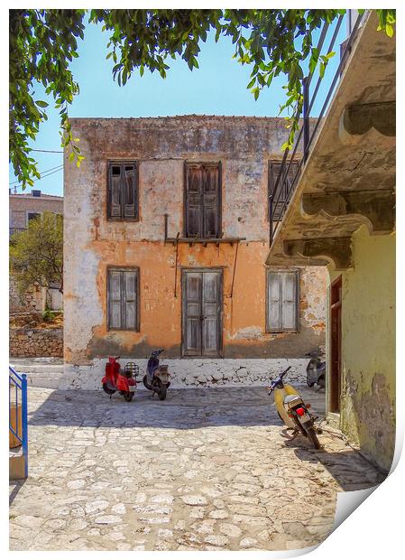 Halki Greek Island Street View Print by Antony McAulay