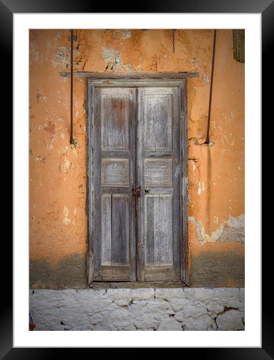 Halki Greek Island Weathered Door Framed Mounted Print by Antony McAulay