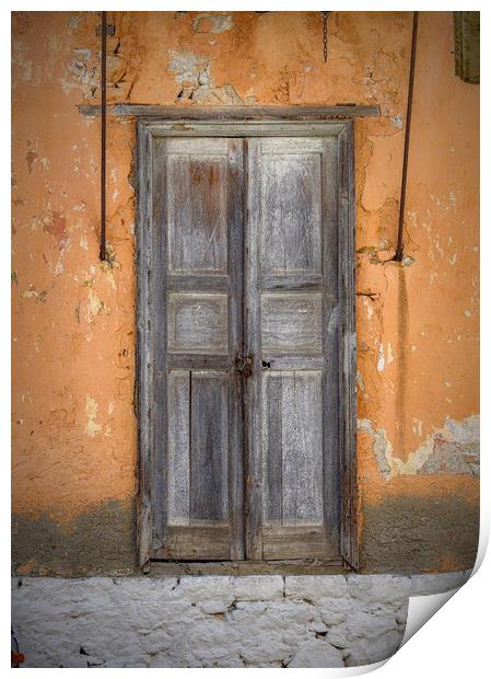 Halki Greek Island Weathered Door Print by Antony McAulay