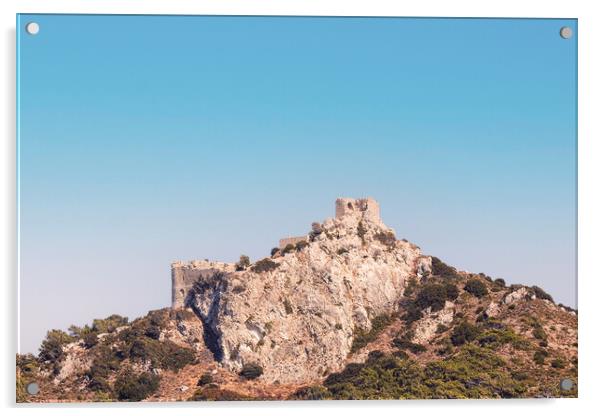 Rhodes Kritinia Castle Acrylic by Antony McAulay