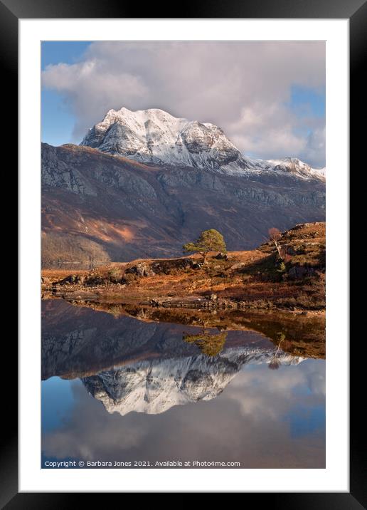 Loch Maree Slioch Reflection in Winter   Framed Mounted Print by Barbara Jones