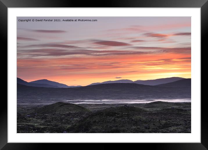 Colourful Dawn Light and Mist on Rannoch Moor, Scotland, UK Framed Mounted Print by David Forster