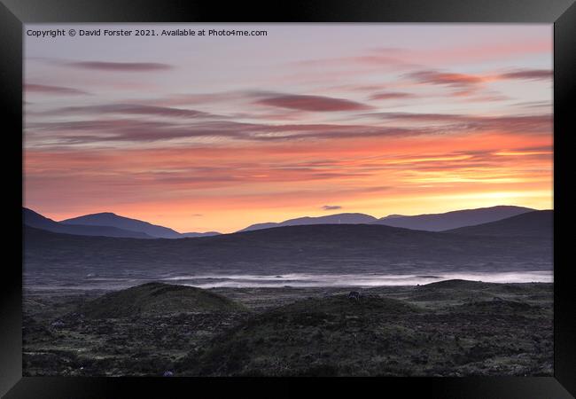 Colourful Dawn Light and Mist on Rannoch Moor, Scotland, UK Framed Print by David Forster