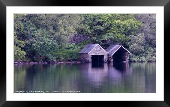 Boathouse Llyn Dinas Framed Mounted Print by Andy McGarry