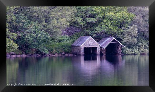 Boathouse Llyn Dinas Framed Print by Andy McGarry
