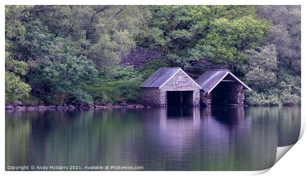 Boathouse Llyn Dinas Print by Andy McGarry