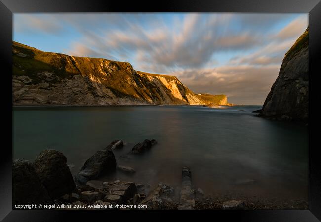 Man o' War Cove, Dorset Framed Print by Nigel Wilkins