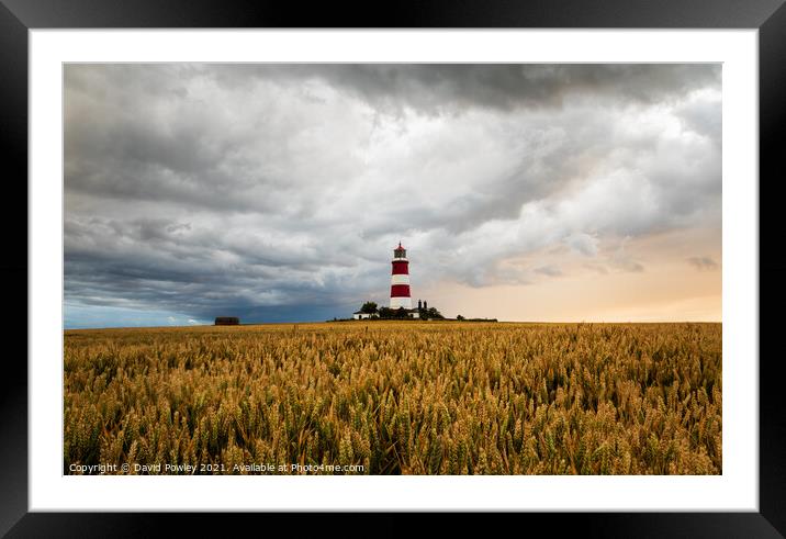 Moody Sky Over Happisburgh Lighthouse Framed Mounted Print by David Powley