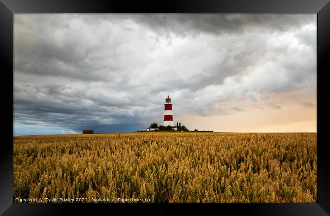 Moody Sky Over Happisburgh Lighthouse Framed Print by David Powley