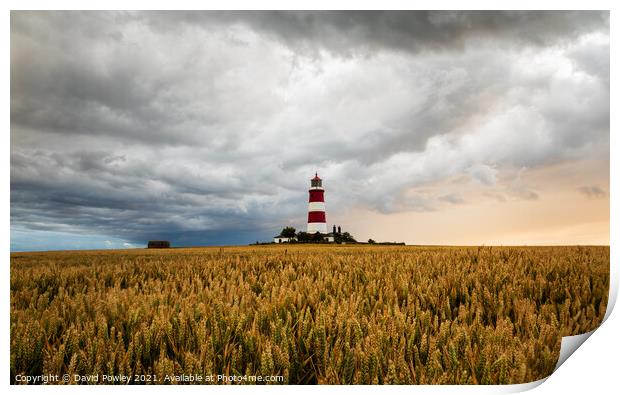 Moody Sky Over Happisburgh Lighthouse Print by David Powley