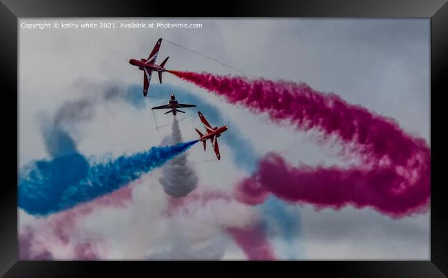 Red arrows juset the three of us Framed Print by kathy white