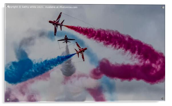 Red arrows juset the three of us Acrylic by kathy white