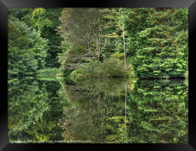 Highland Scotland Fairytale Lochan Reflection Deep In The Forest Framed Print by OBT imaging