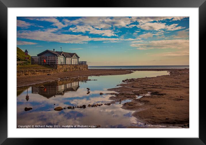 Sandsend cafe reflections Framed Mounted Print by Richard Perks