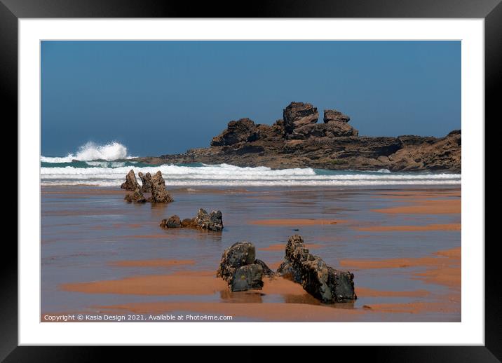 Rocks on Praia de Castelejo, Algarve Framed Mounted Print by Kasia Design