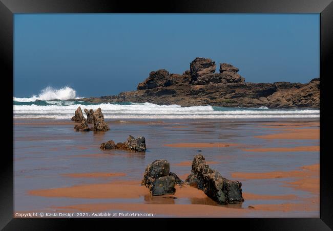 Rocks on Praia de Castelejo, Algarve Framed Print by Kasia Design