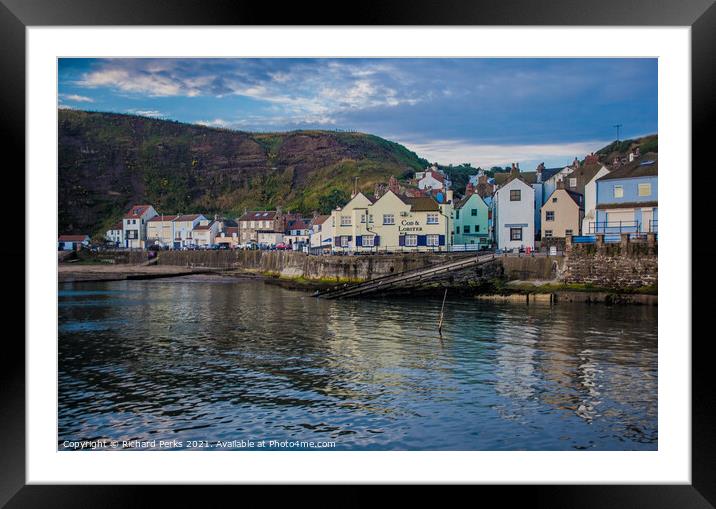 Staithes Harbour Reflections Framed Mounted Print by Richard Perks