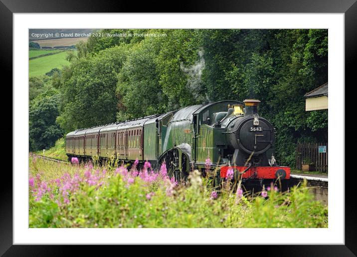 Double headed steam locomotives at Irwell Vale. Framed Mounted Print by David Birchall