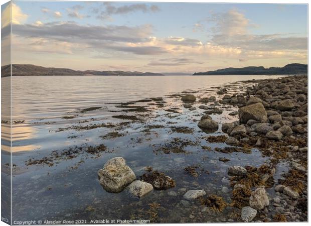 Loch Fyne, Scotland. After dinner beach walk at sunset. Canvas Print by Alasdair Rose